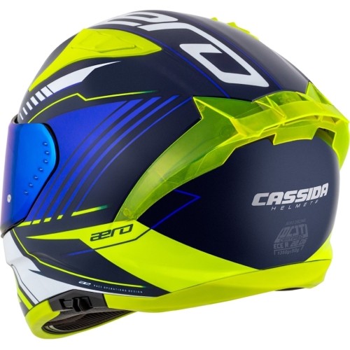 Kask motocyklowy Cassida Aero Drome Blue/Fluo Yellow/Light Blue/White