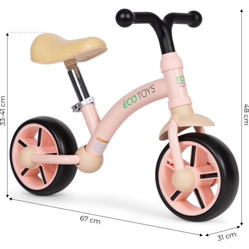 Rowerek biegowy dla dzieci koła EVA regulacja siodełka różowy ECOTOYS