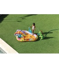 Basen dmuchany dla dzieci wodny plac zabaw 201x157x69 cm zjeżdżalnia fontanna dinozaur INTEX 56139