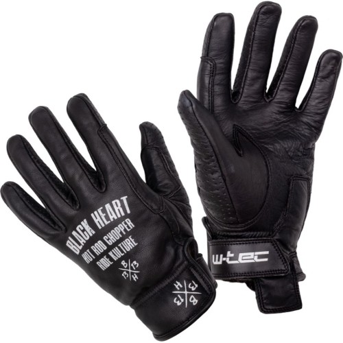 Skórzane letnie rękawice motocyklowe W-TEC Black Heart Darios - Czarny