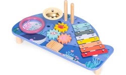 Stolik z instrumentami stół muzyczny cymbałki talerz perkusyjny tarka motyw morski ECOTOYS
