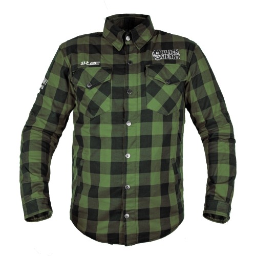 Koszulka motocyklowa W-TEC Black Heart Rattlesneak - Zeleno-černá kostkovaná