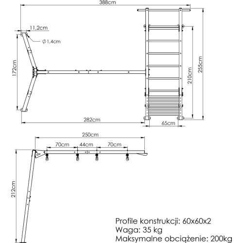 Huśtawka 2-stanowiskowa na łożyskach (dostawka do drabinki) PREMIUM MO-018 - Marbo Sport