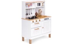 Kuchnia dla dzieci z dźwiękami i LED drewniana duża otwierane szafki 7 akcesoriów ECOTOYS