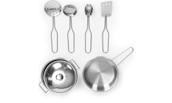 Kuchnia dla dzieci z dźwiękami i LED drewniana duża otwierane szafki 7 akcesoriów ECOTOYS