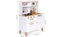 Kuchnia dla dzieci z dźwiękami i LED drewniana duża otwierane szafki 7 akcesoriów ECOTOYS