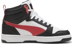 Buty młodzieżowe Puma Rebound V6 Mid Jr, białe/czarne/czerwone 393831 16