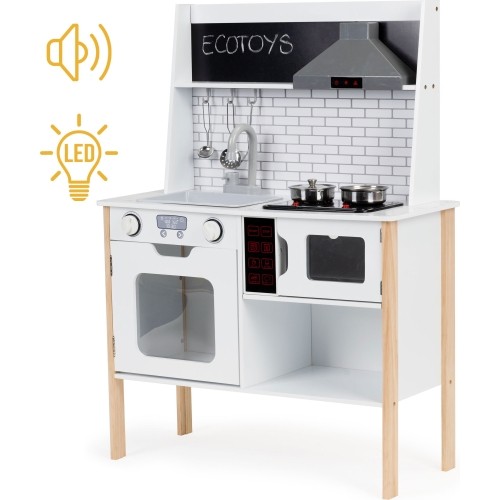 Drewniana kuchnia dla dzieci z dźwiękami i światłami ECOTOYS