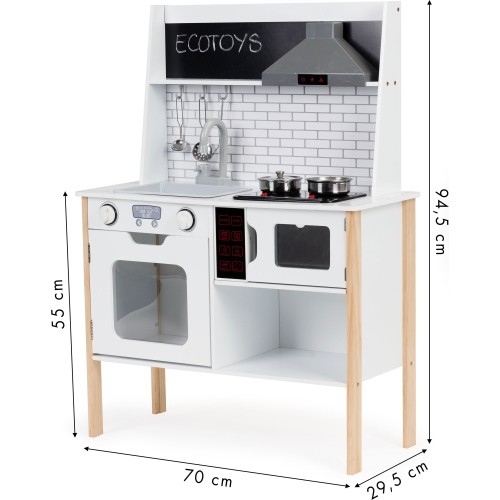 Drewniana kuchnia dla dzieci z dźwiękami i światłami ECOTOYS