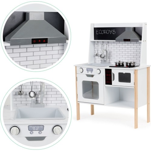 Drewniana kuchnia dla dzieci z dźwiękami i światłami ECOTOYS