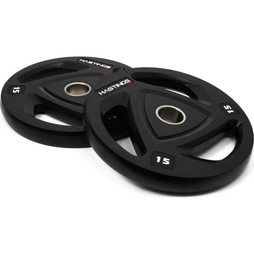 Zestaw gumowanych talerzy olimpijskich Tri-Grip Hastings Pro 15 kg