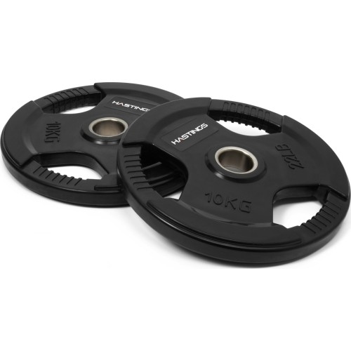 Zestaw gumowanych olimpijskich talerzy Tri-Grip Hastings, 10 kg