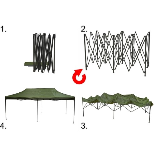 Namiot imprezowy nożycowy 3x6m zielony WODOODPORNY
