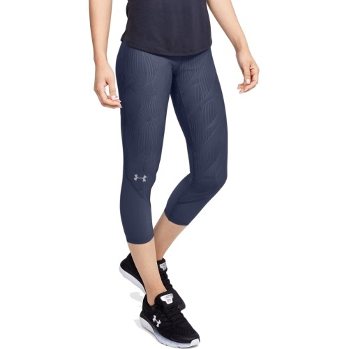 Damskie spodnie Capri Under Armour Fly Fast Jacquard Crop - Blue Ink
