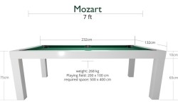 Stół bilardowy Dynamic Mozart – matowy biały, 7 stóp