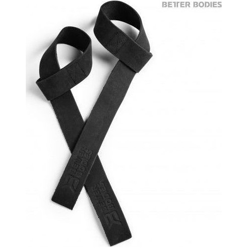 Skórzane paski do podnoszenia Better Bodies, czarne