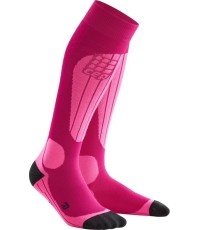 Damskie kompresyjne skarpety narciarskie CEP Thermo - Pink/Fluo Pink