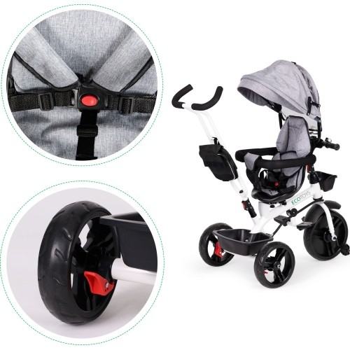 Rowerek Wózek trójkołowy dla małych dzieci z obracanym siedzeniem 360° Eco Toys - niebieski