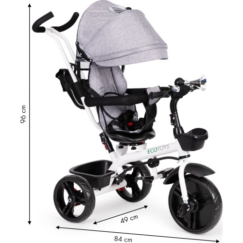Rowerek Wózek trójkołowy dla małych dzieci z obracanym siedzeniem 360° Eco Toys - niebieski