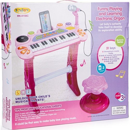 Pianino z mikrofonem EcoToys, różowe