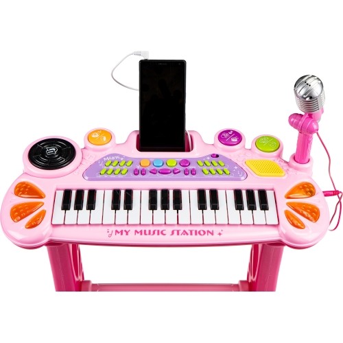 Pianino z mikrofonem EcoToys, różowe