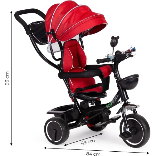 Rowerek Wózek trójkołowy dla małych dzieci z obracanym siedzeniem Eco Toys - czerwony