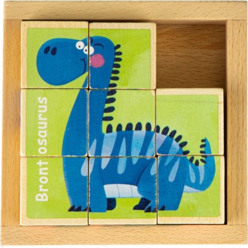 Edukacyjne drewniane klocki puzzle Ecotoys Dino