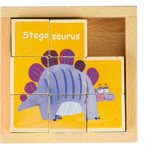 Edukacyjne drewniane klocki puzzle Ecotoys Dino