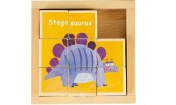 Edukacyjne drewniane klocki puzzle Ecotoys Dino