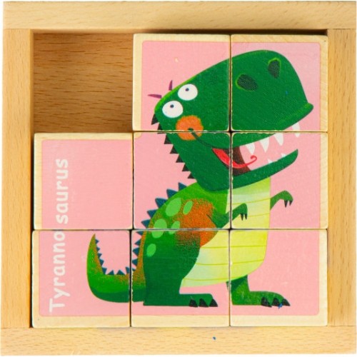 Edukacyjne drewniane klocki puzzle Ecotoys Dino