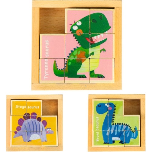 Edukacyjne drewniane klocki puzzle Ecotoys Dino
