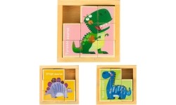 Edukacyjne drewniane klocki puzzle Ecotoys Dino