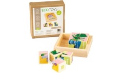 Edukacyjne drewniane klocki puzzle Ecotoys Dino