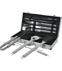 Zestaw przyborów do grilla Cattara – 11 szt., aluminiowa walizka