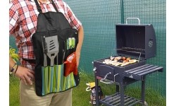 Zestaw przyborów do grilla Cattara, 7 szt. + fartuch