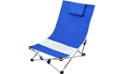 Składane krzesło kempingowe turystyczne z podgłówkiem Leżak Cattara Larisa - Niebieskie