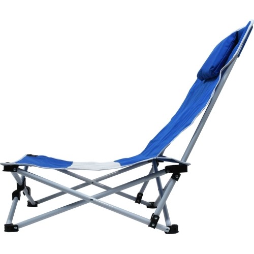 Składane krzesło kempingowe turystyczne z podgłówkiem Leżak Cattara Larisa - Niebieskie
