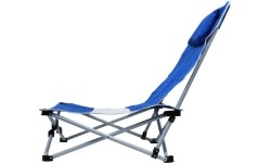 Składane krzesło kempingowe turystyczne z podgłówkiem Leżak Cattara Larisa - Niebieskie