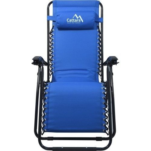 Składane krzesło kempingowe turystyczne z podnóżkiem i podgłówkiem Leżak Cattara Livorno - Niebieskie