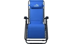 Składane krzesło kempingowe turystyczne z podnóżkiem i podgłówkiem Leżak Cattara Livorno - Niebieskie
