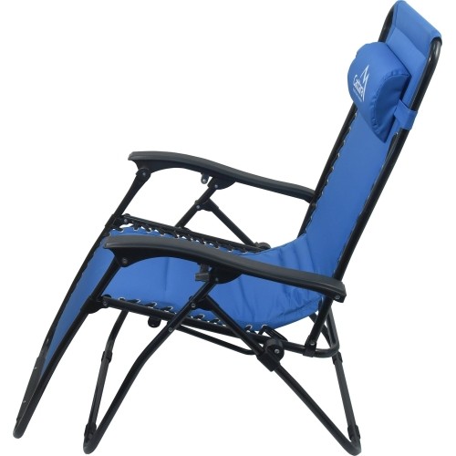 Składane krzesło kempingowe turystyczne z podnóżkiem i podgłówkiem Leżak Cattara Livorno - Niebieskie