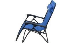 Składane krzesło kempingowe turystyczne z podnóżkiem i podgłówkiem Leżak Cattara Livorno - Niebieskie
