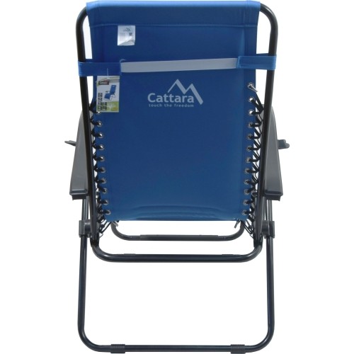 Składane krzesło kempingowe turystyczne z podnóżkiem i podgłówkiem Leżak Cattara Livorno - Niebieskie