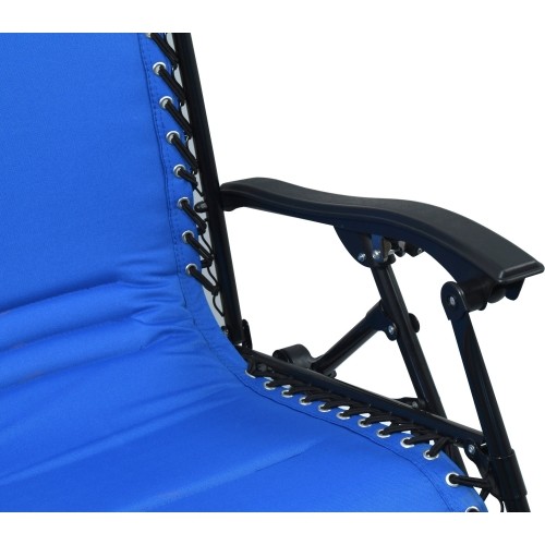 Składane krzesło kempingowe turystyczne z podnóżkiem i podgłówkiem Leżak Cattara Livorno - Niebieskie