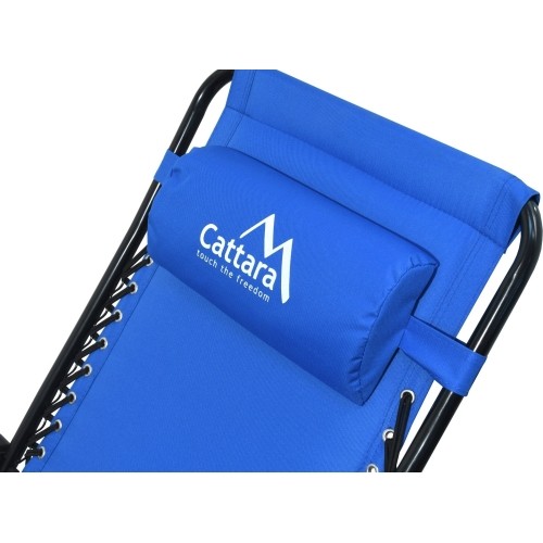 Składane krzesło kempingowe turystyczne z podnóżkiem i podgłówkiem Leżak Cattara Livorno - Niebieskie