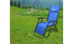 Składane krzesło kempingowe turystyczne z podnóżkiem i podgłówkiem Leżak Cattara Livorno - Niebieskie