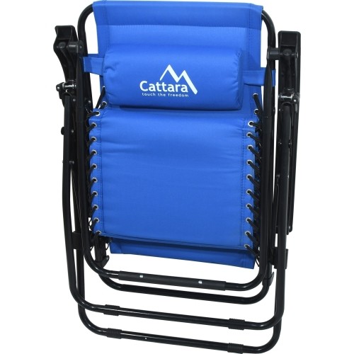 Składane krzesło kempingowe turystyczne z podnóżkiem i podgłówkiem Leżak Cattara Livorno - Niebieskie