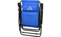 Składane krzesło kempingowe turystyczne z podnóżkiem i podgłówkiem Leżak Cattara Livorno - Niebieskie