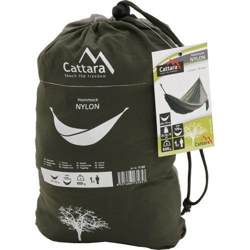Hamak turystyczny Cattara Nylon - Zielono-brązowy, 275 x 137 cm