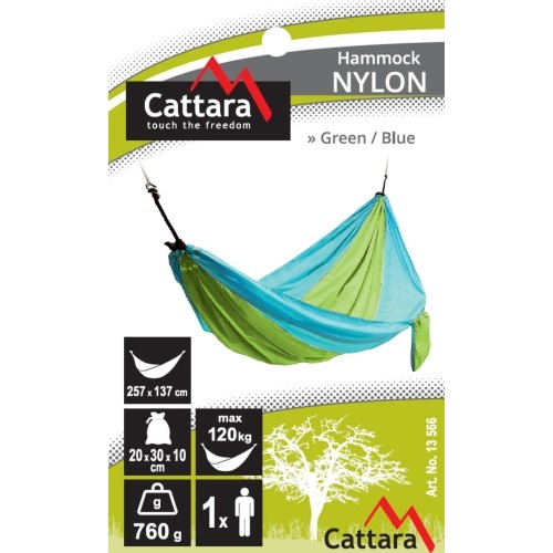 Hamak turystyczny Cattara Nylon - Zielono-niebieski 275 x 137 cm